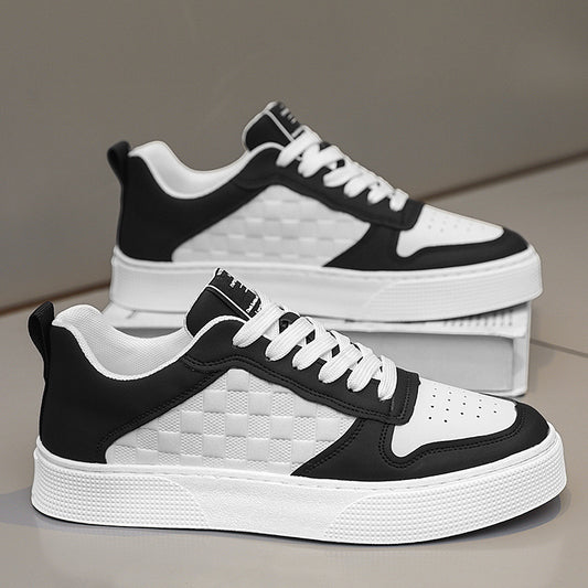 Casual Lace-up Sneakers - Men's Fashion Breathable Plaid Flats Shoes