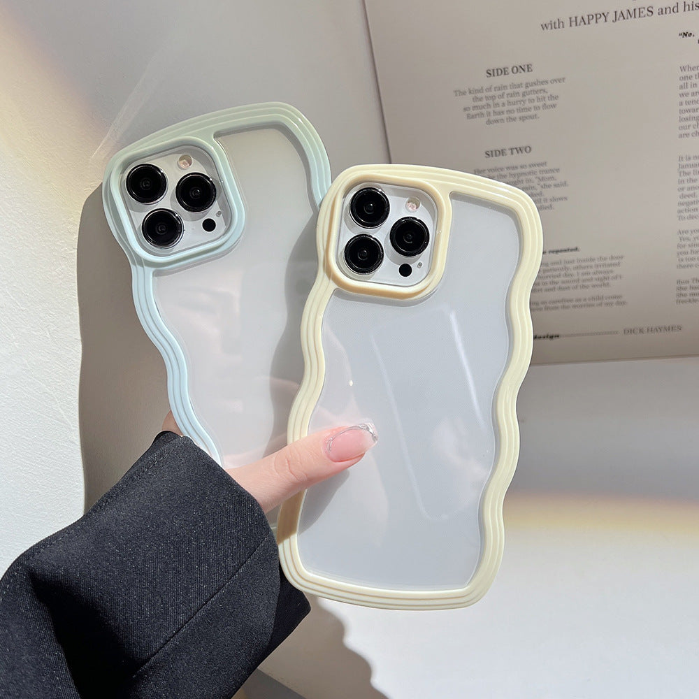 Wave Border Mobile Phone Case - Solid Color Simple Candy Color