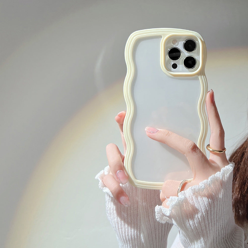 Wave Border Mobile Phone Case - Solid Color Simple Candy Color