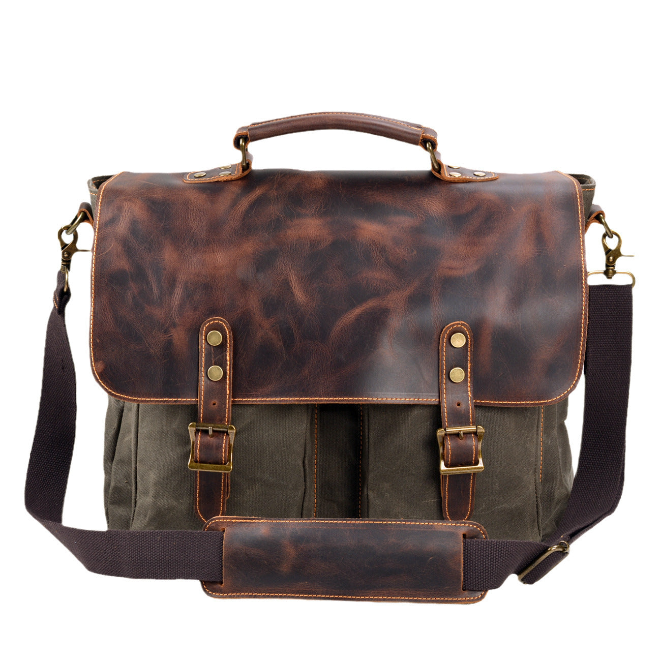 Waterproof Canvas Stitching Leather Briefcase