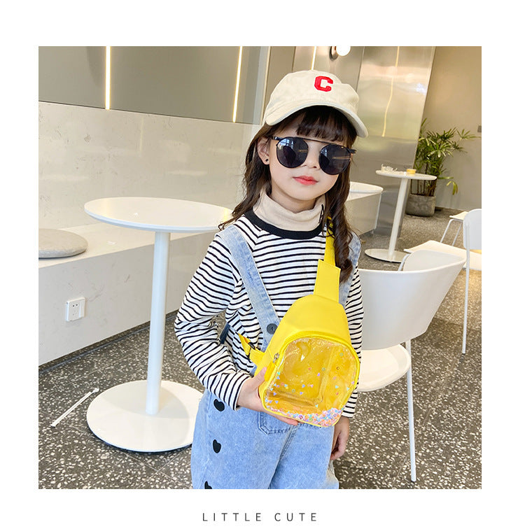 PU Leather Children's Chest Bag -  Quicksand Lightweight Children's Trendy Cool Shoulder Bag