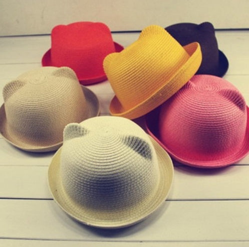 Cute Cat Ear Summer Hat -  Korean Style Straw Summer hat
