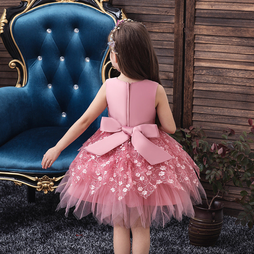 Flowery Girls Middle And Small Dresses