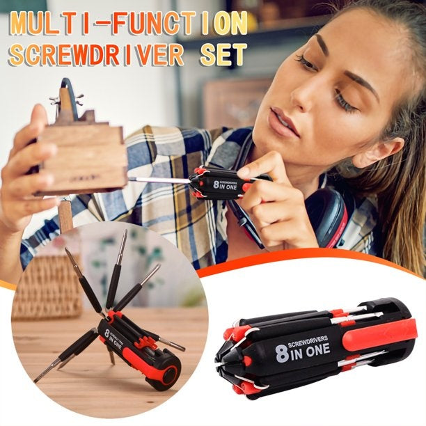 Car Supplies 8 In 1 Screwdriver With LED Flashlight - Car Portable Multifunctional Outdoor Tools