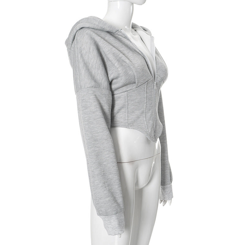 Zipper Cardigan Y2K Ins Hoodie - Fashion Street Long Sleeve Corset Jacket Women Clothing
