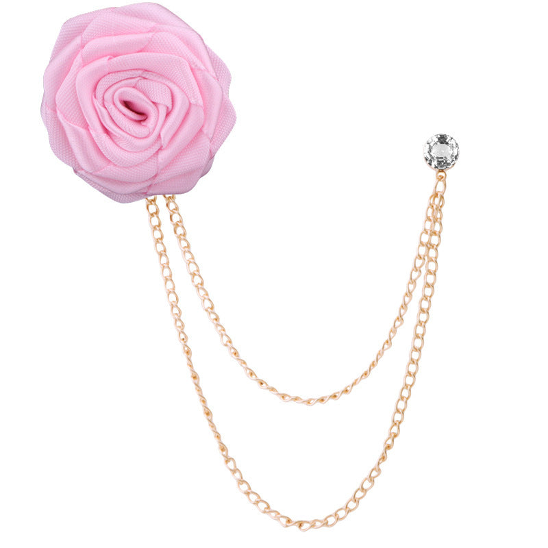 🌹Handmade Rose Brooch with Tassel – Elegant Unisex Suit Pin