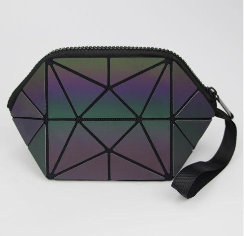 Fashion Geometric Cosmetic Bag For Women - Ladies Zipper Bag Organizer Makeup Cosmetics Lightweight Foldable Travel Make Up Bag