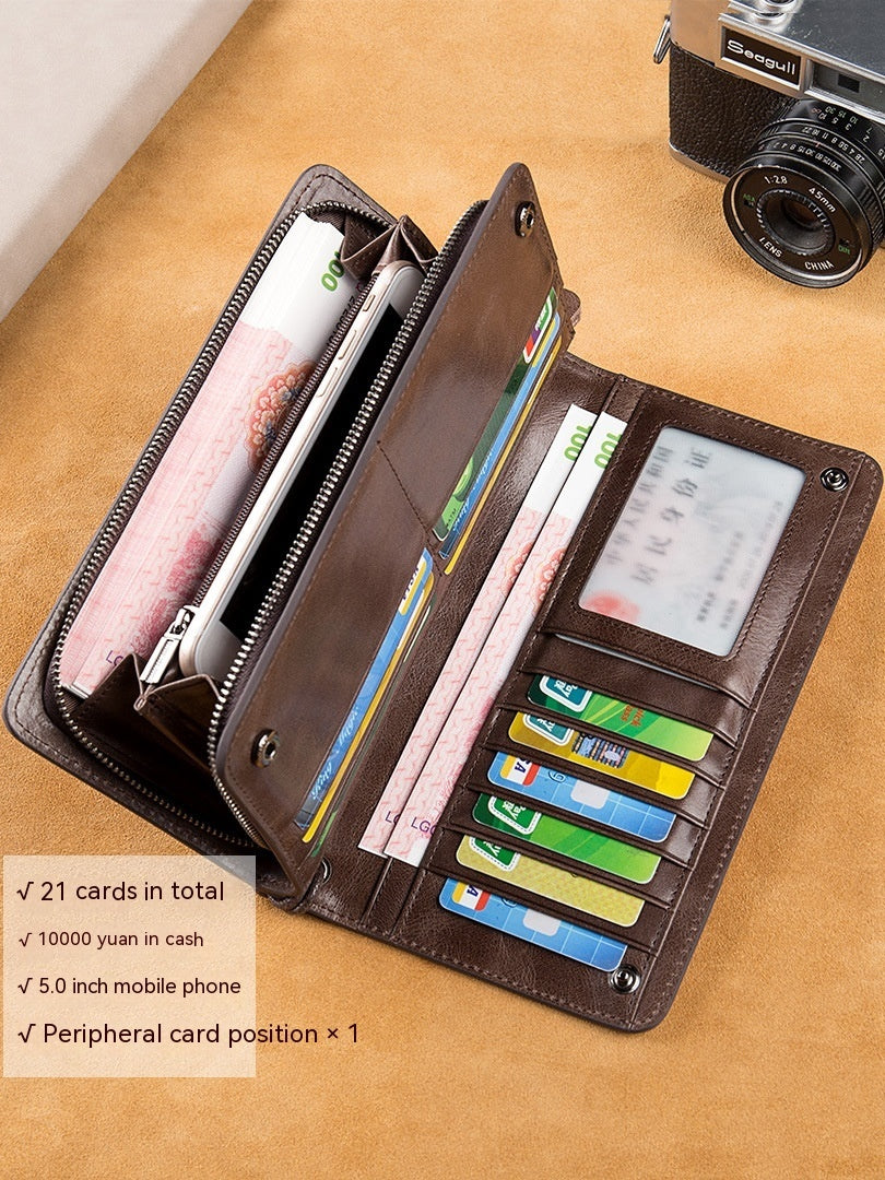 Men's Long Wallet - Genuine Leather Wallet