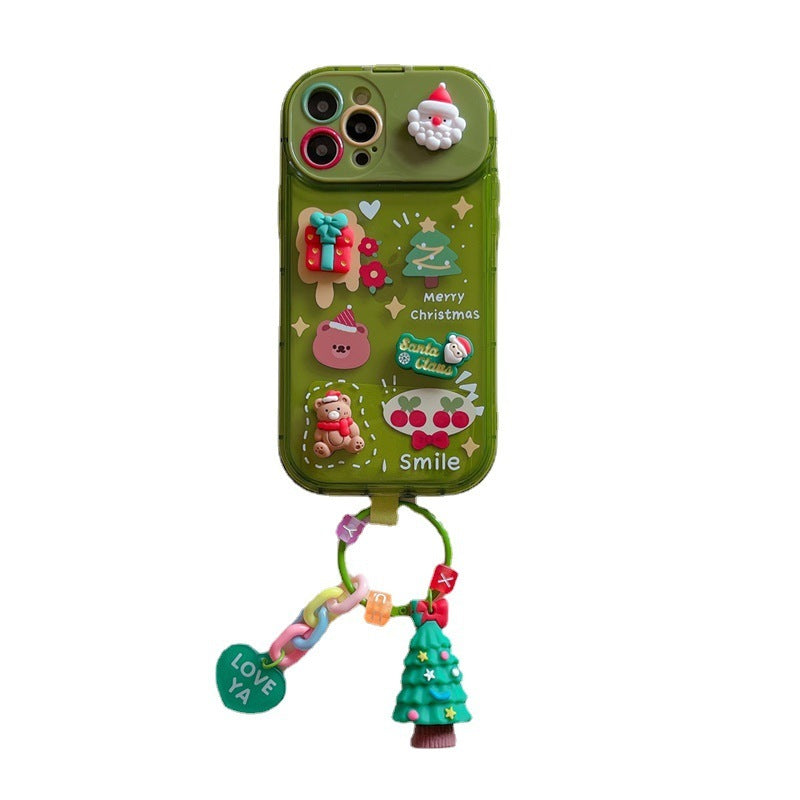 Silicone Protection Cover- Xmas Santa Claus Cute Elk Hat Pendant Flip Christmas Phone Case For I Phone 15 14 13 12 11 Pro Max Pro