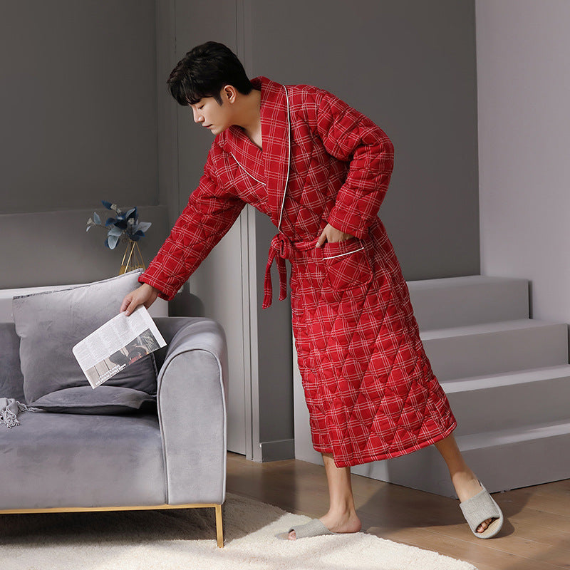 Pure Cotton Long Sleeved Autumn And Winter Bathrobe
