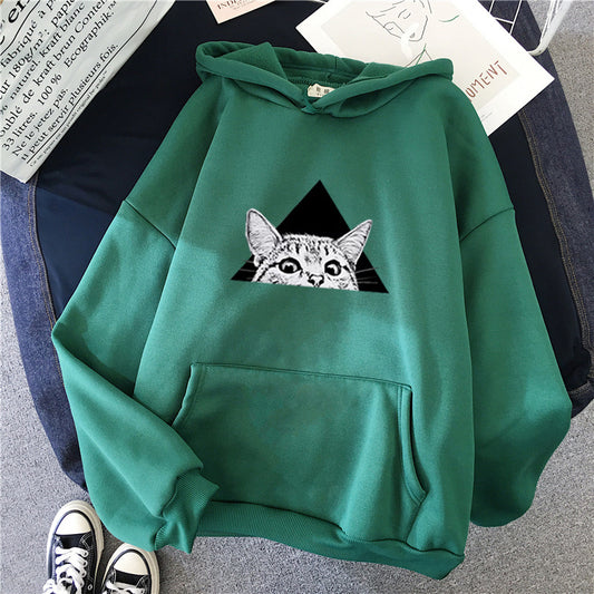 Cat Print Women Hoodie