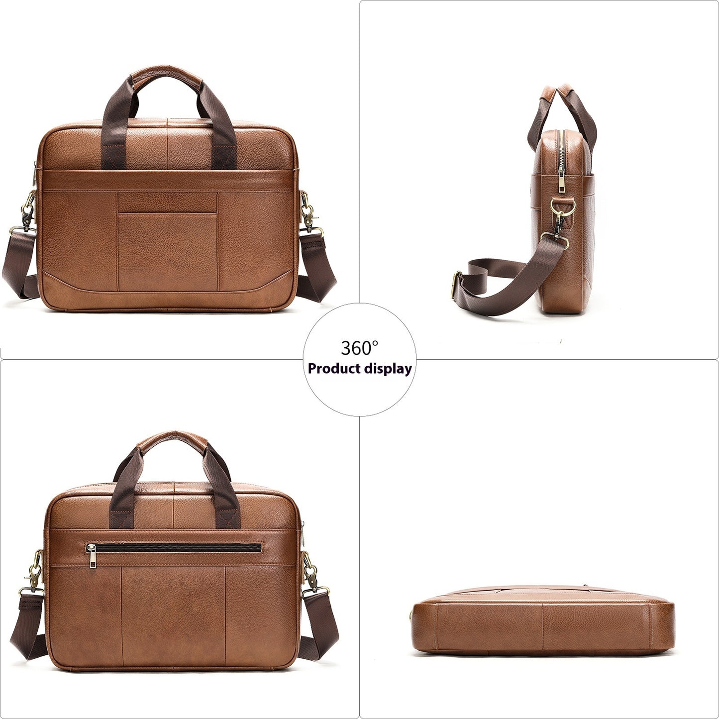 Men's Official Document Leather Bag - Casual Computer Bag Shoulder Crossbody