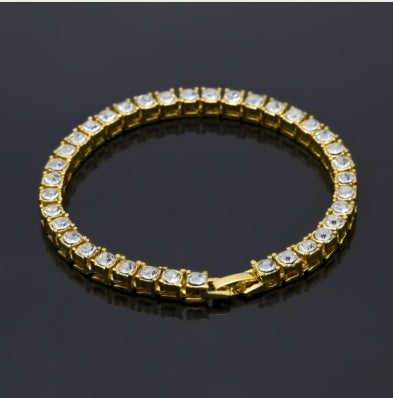Tin Alloy Gold Color Iced Bracelet - Men's Hip Hop Chain Street Rock Jewelry