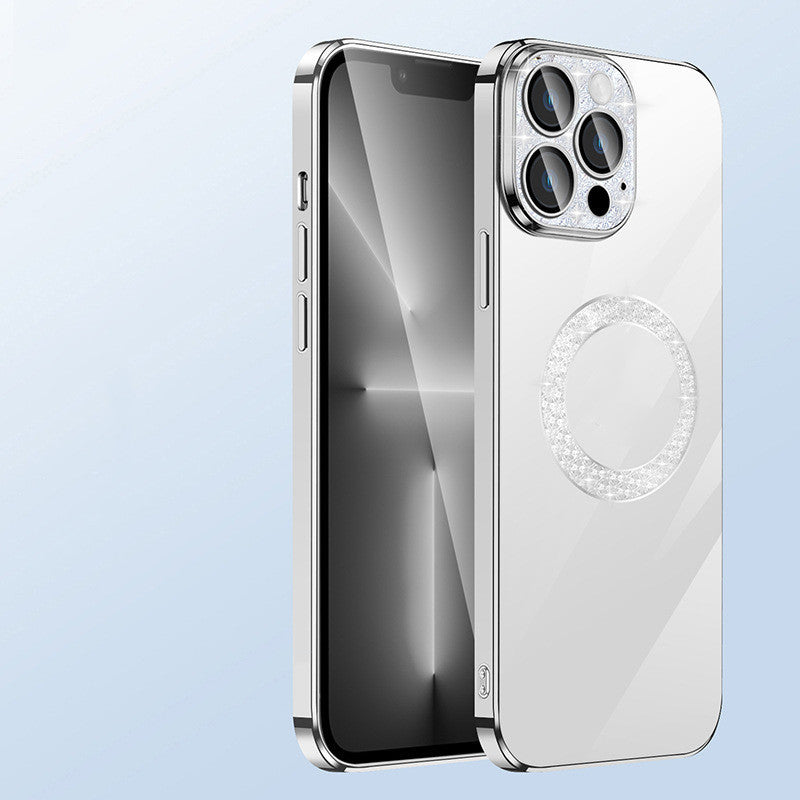 Electroplating Soft Diamond Ring Phone Case -  Drill Leakage Standard Mobile Phone Case Lens Film