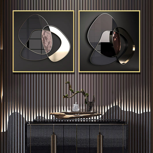 Modern Abstract 3D Metal Effect Canvas Art - Frameless Contemporary Wall Decor - JumoShop