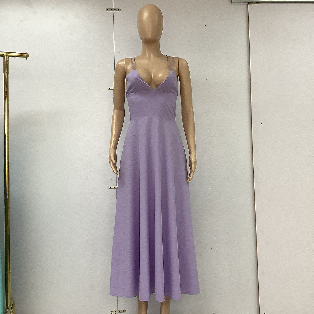 Sexy V-neck Suspender Dress - Summer Fashion A-Line Long Dresses For Women