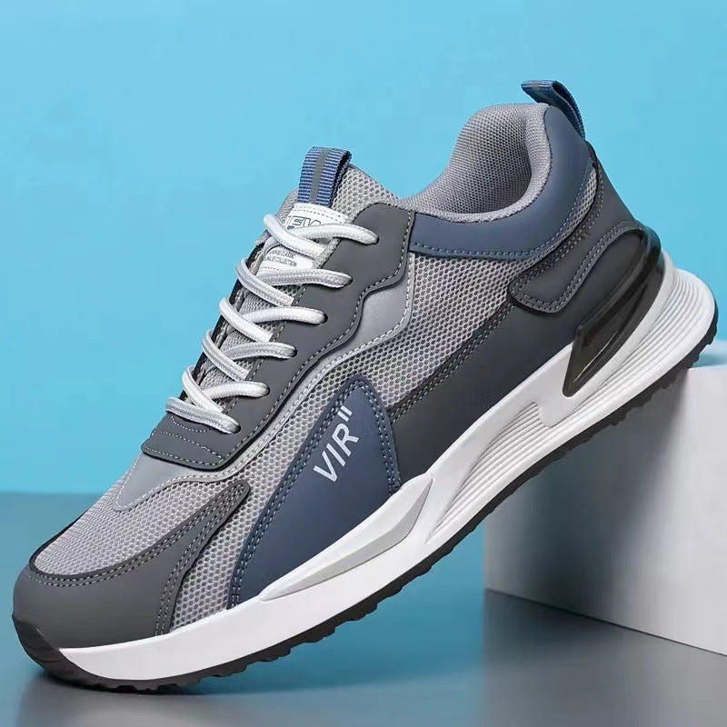 Men's Color Block Mesh Shoes - Casual Lace-up Sneakers, Outdoor Breathable Running Sports Shoes