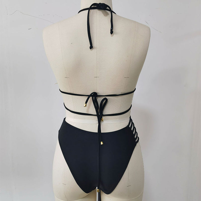 Two-piece Halter Neck Bikini Leopard Print