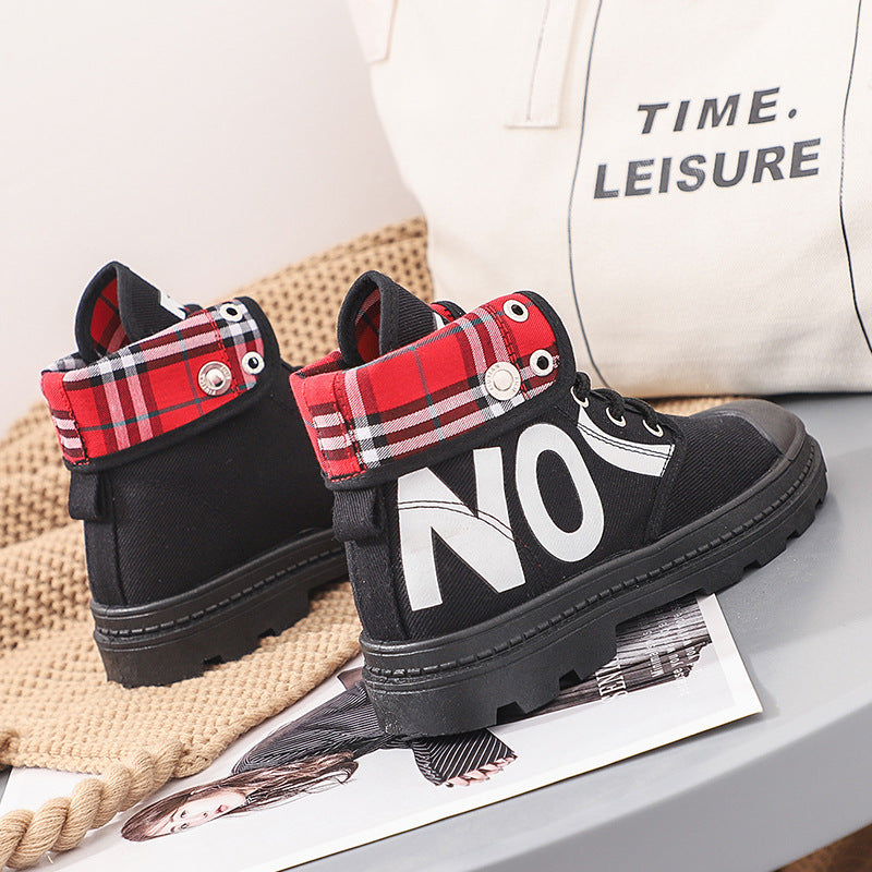 High-top Girls Canvas Short Boots