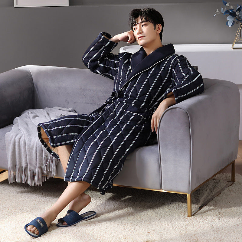 Pure Cotton Long Sleeved Autumn And Winter Bathrobe