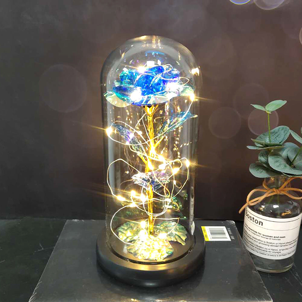 Glass Cover Luminous Led Ornament - Mothers Day Wedding Favors Bridesmaid Gift Immortal Simulation Rose