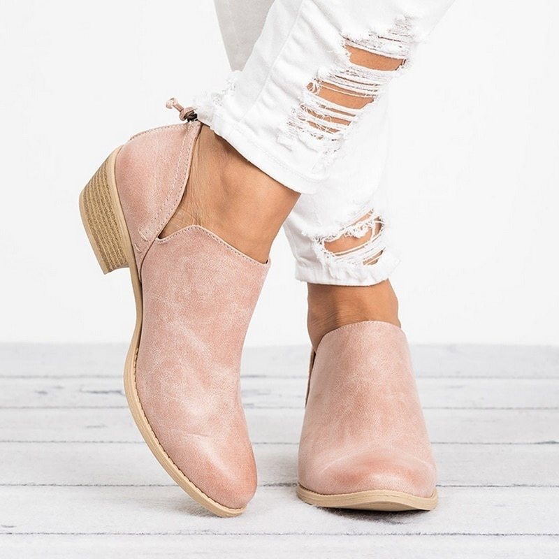 Autumn Women Shoes-  Retro High Heel Ankle Boots