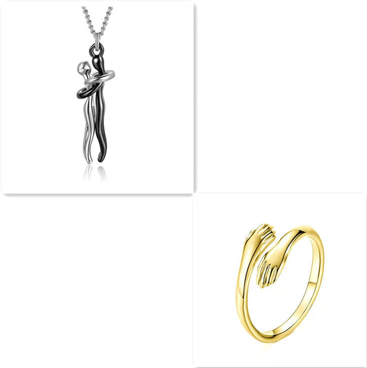 Love Hug Necklace - Unisex Men Women Couple Jewelry Chain Valentines Day Lover Gift