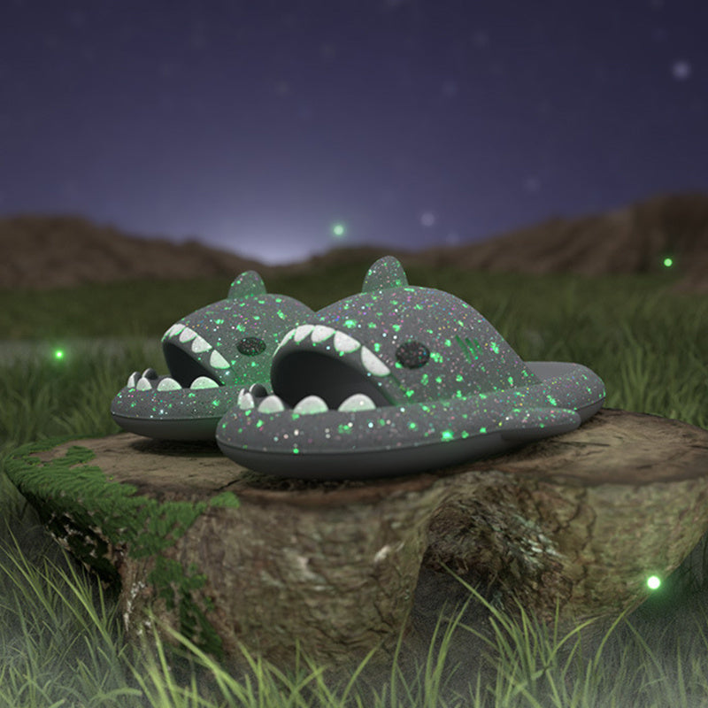 Shark Slippers With Starry Night Light - Bathroom Slippers Couple House Shoes For Women