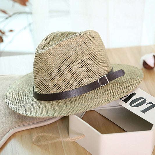 Panama Straw Hat - European And American Sun Protection Summer Sun Protection Travel Beach Woven Top Hat