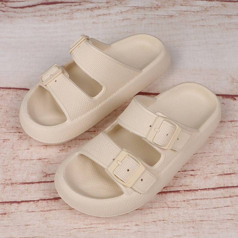 Platform Slippers - Women's Summer Buckle Home Shoes