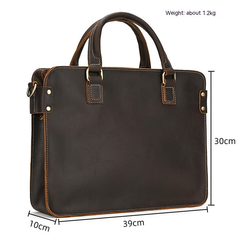 14-inch Commuter Business Briefcase - Retro Crazy Horse Leather Briefcase
