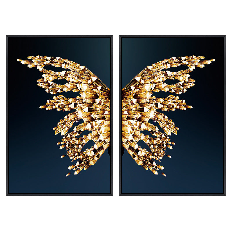 🦋 Golden Butterfly Wings Decorative Painting – Elegant Matte Wall Art