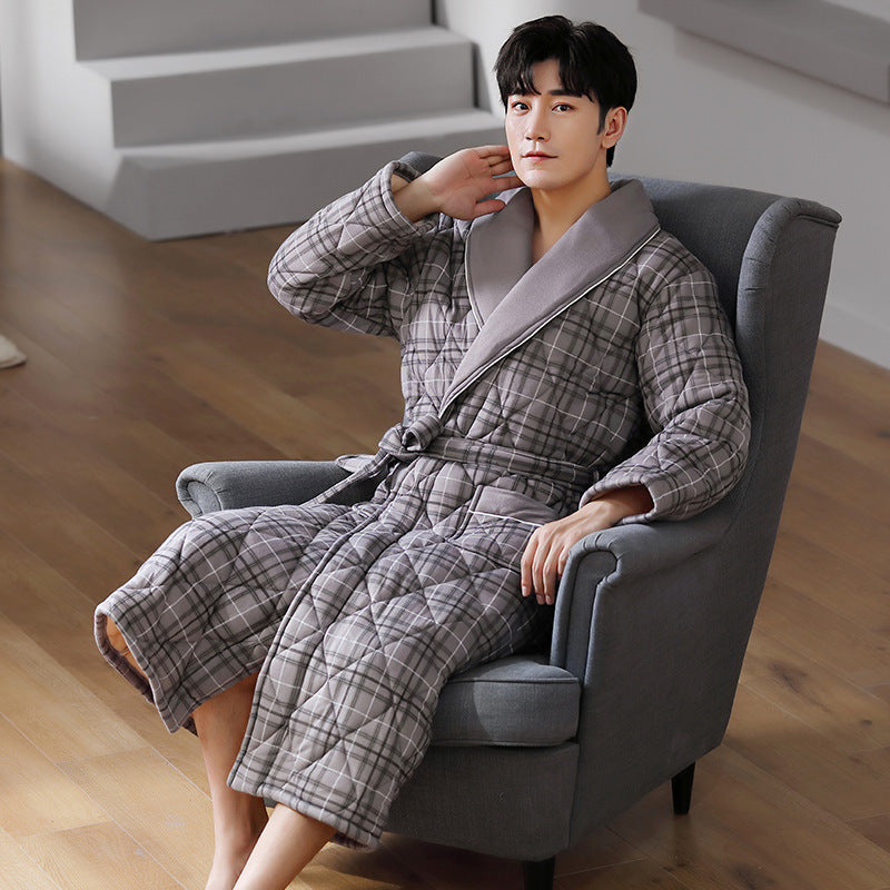 Pure Cotton Long Sleeved Autumn And Winter Bathrobe