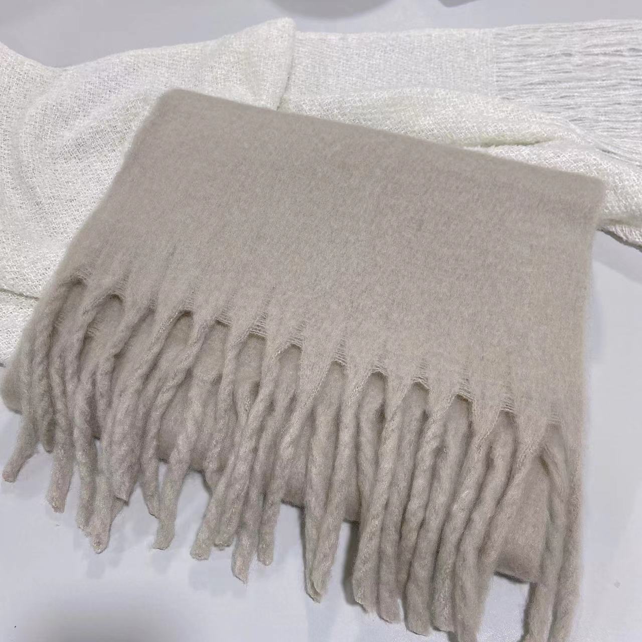 Winter Solid Color Scarf With Tassel - Versatile Warm Soft Long Scarf Women's Shawl