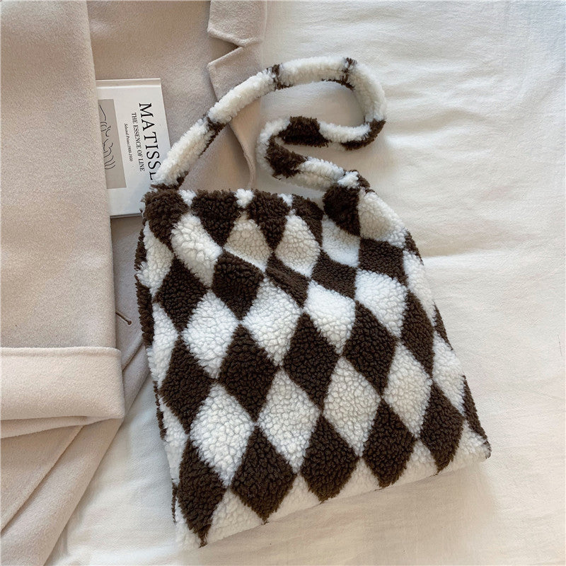 Love Heart Shoulder Bags - Winter Plush Shopping Bags For Women