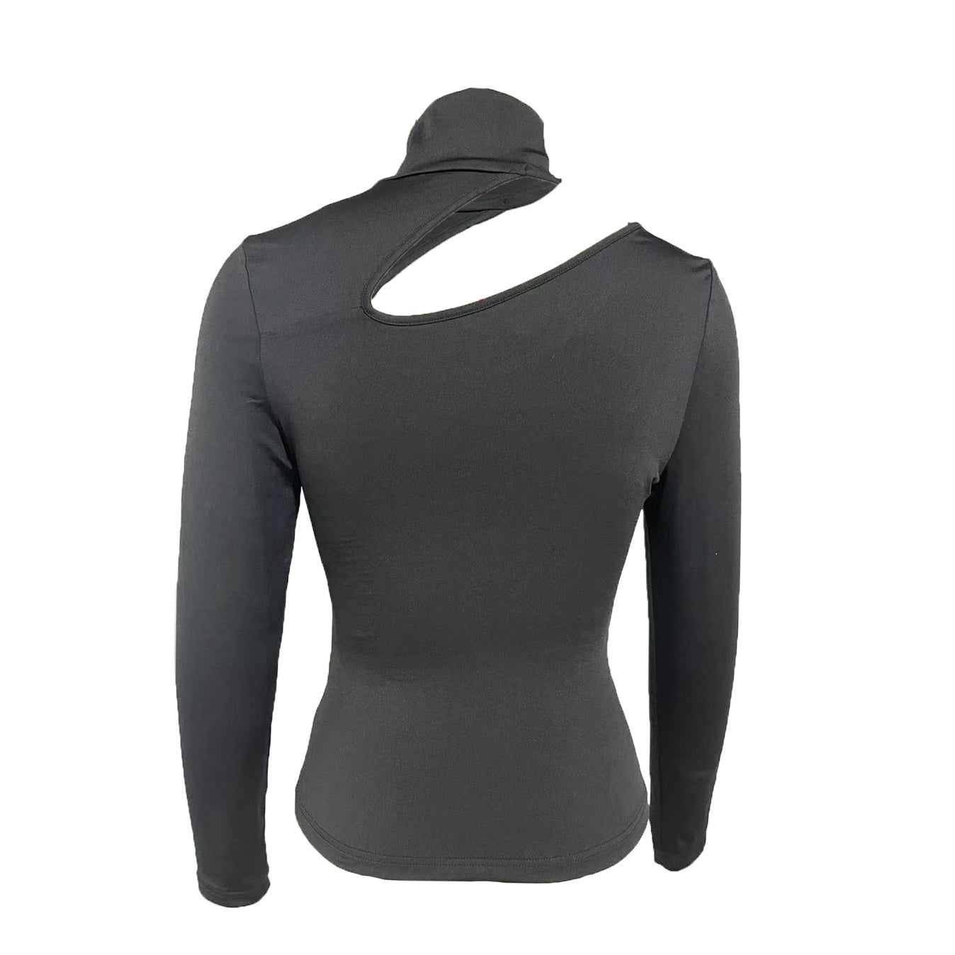 Fashionable Body Con Top - Ladies' Slim Fit, Elegant, Basic, Versatile, Careful Machine, Autumn And Winter High Neck Base Solid Color T-shirt, Chest Hollow Out Slimming Top
