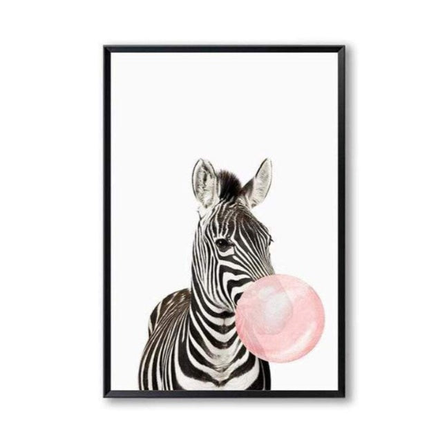 Nordic Simplicity Cute Animal Canvas Painting – Koala, Zebra, Giraffe &amp; Fawn (Frameless Decorative Art)