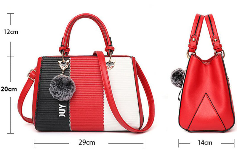 Women Hairball Ornaments - Totes Patchwork Handbag
