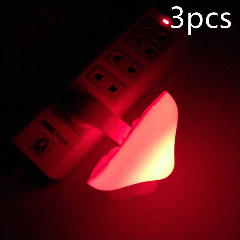 LED Night Light Mushroom Wall Socket Lamp - EU US Plug Warm White Light-control Sensor Bedroom Light Home Decoration