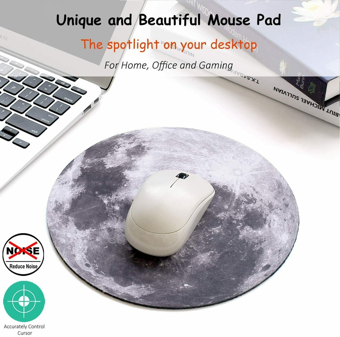 Space Round Mouse Pad - PC Gaming Non Slip Mice Mat For Laptop Notebook Computer Gaming Mouse Pad