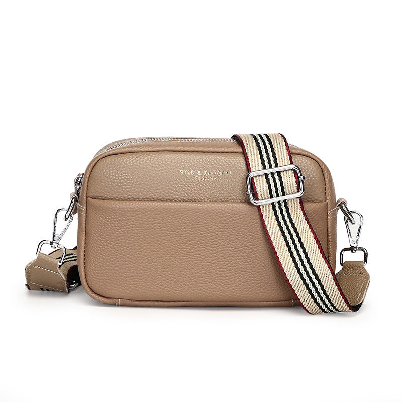 Simple Shoulder Messenger Bag - Top Layer Cowhide Small Square Bag