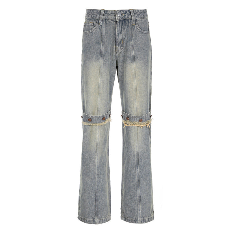 Y2k Baggy Wide Leg Jeans Women - Vintage Streetwear Washed Denim Pants Grunge Basic Slouchy Trousers