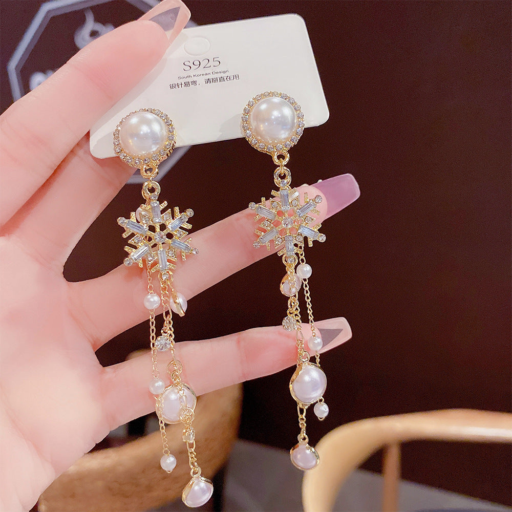 Sterling Silver Needle Light Luxury Pearl Earrings - Graceful Personality