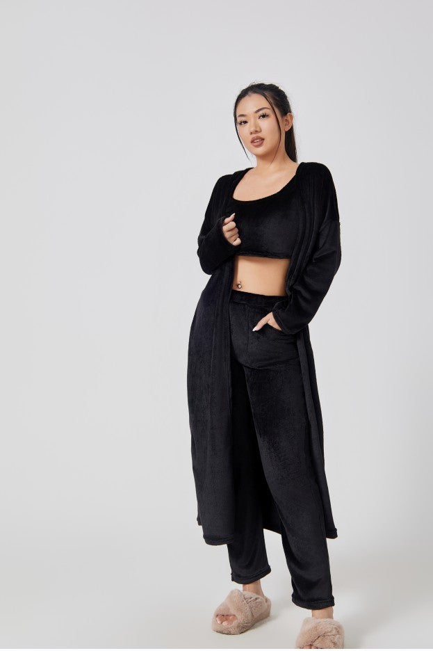 Cozy 3 Piece Lounge Wear Pajama Set - Cute Loungewear, Warm Suit Sets, Matching Set, Lounge Set, 3 Piece Pant Sets, Women Winter Dress