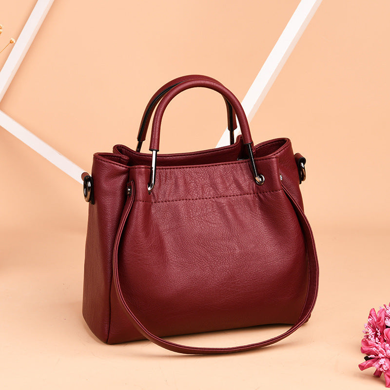 Handbags - Korean Fashion Women's Bags, Soft Leather Retro Bucket Bag Handbag