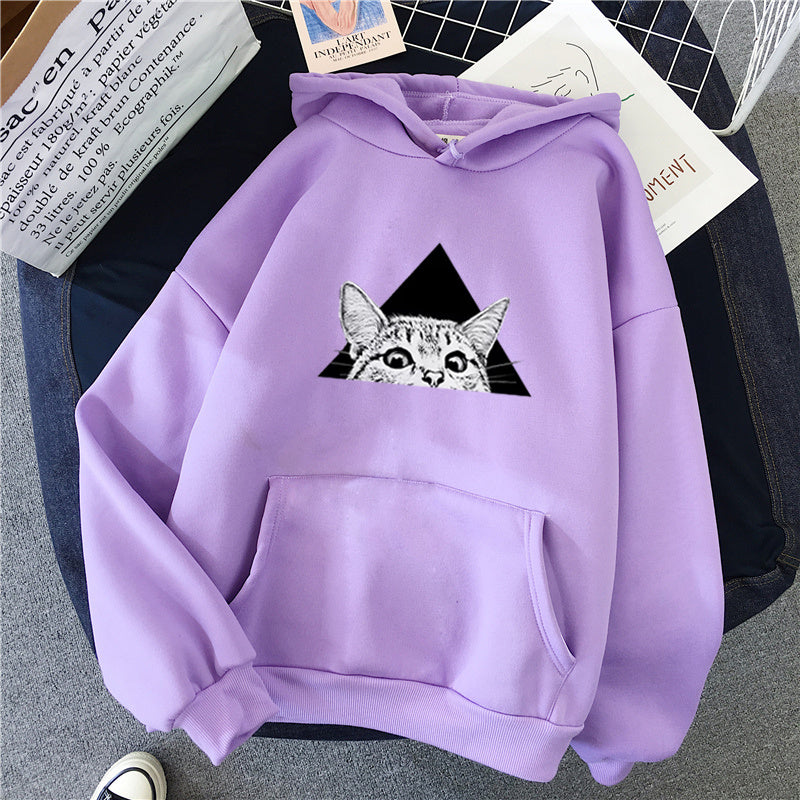 Cat Print Women Hoodie