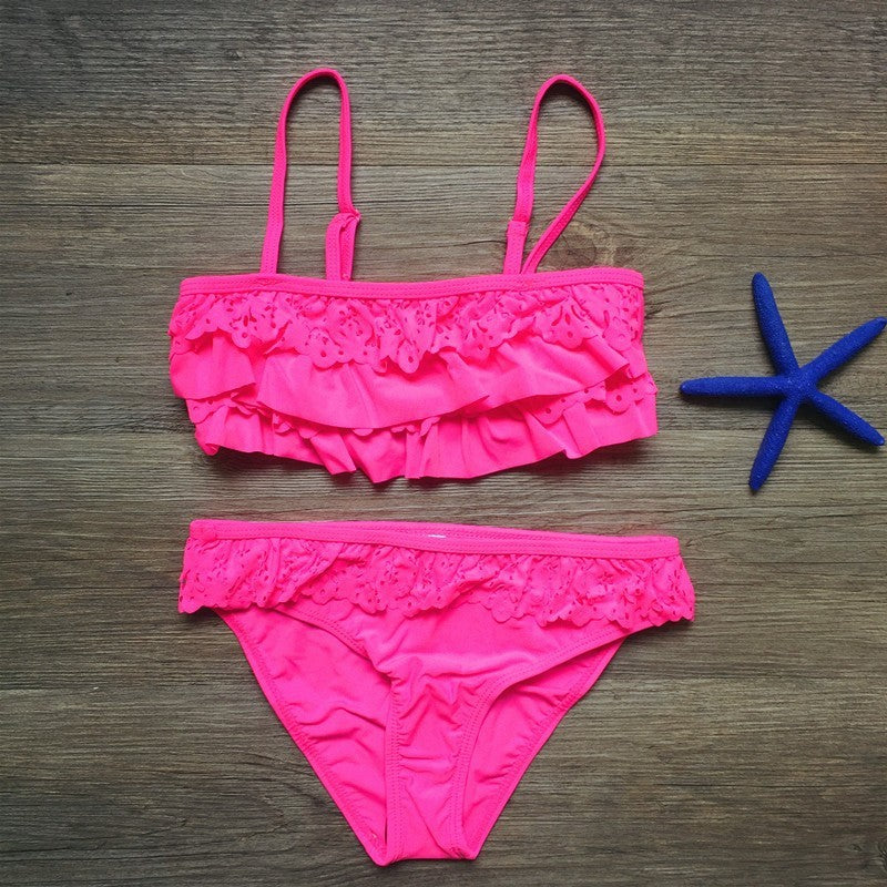 Children's Bikini Swimsuit -- Multilayer Ruffle Bikini Girls' Wear
