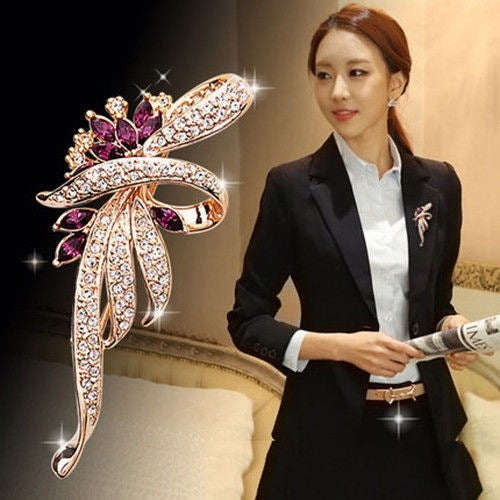 Elegant All-Match Brooch Jewelry – Korean Style Decorative Pins with Inlaid Gems & Semi-Precious Stones