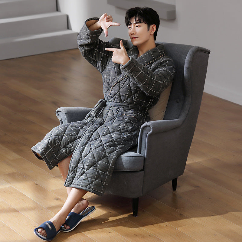 Pure Cotton Long Sleeved Autumn And Winter Bathrobe