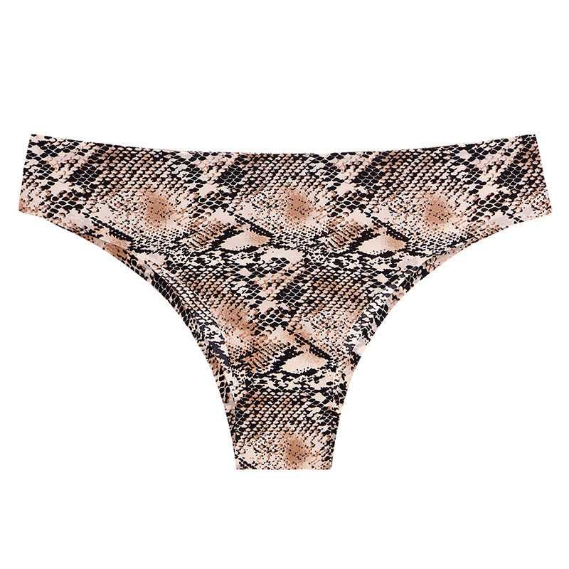 Printed Ice Silk Seamless Underwear - For Women With Low Waist